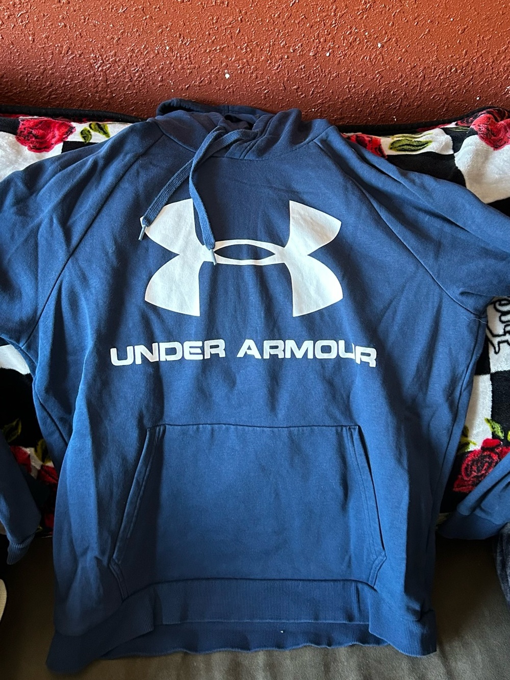 Under Armour Navy Blue Hoodie with White Logo